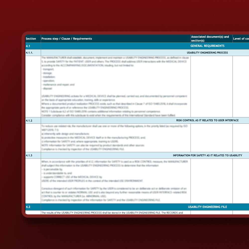 Grille d’audit EN 62366-1 :2015/A1 :2020