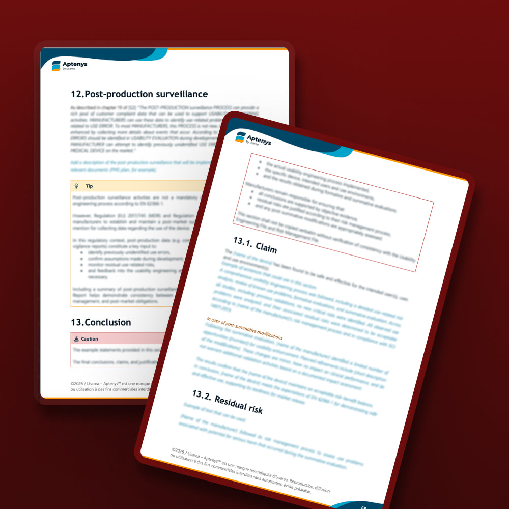 Synthèse du dossier d’aptitude à l’utilisation (norme EN 62366-1:2015/A1:2020)
